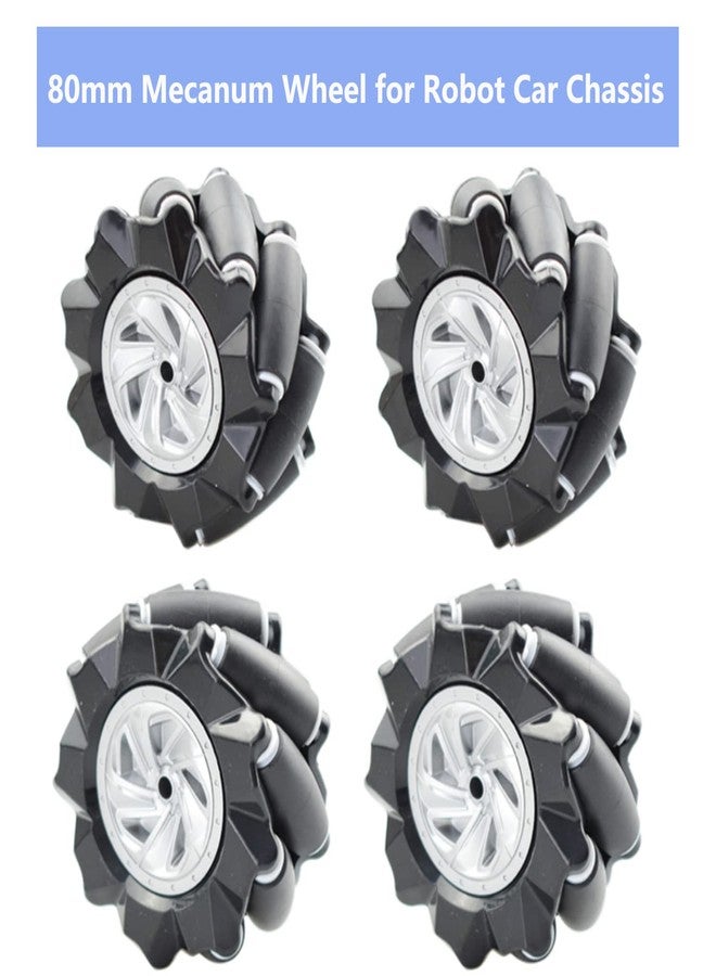 Swaytail Premium 80mm Mecanum Wheel for AGV Robot Car Chassis, Omni Directional Tire with 4pcs Metal 6mm Coupling Motor Connector for Arduino Raspberry Pi Microbit DIY RC Part STEAM Maker Remote - Image 4